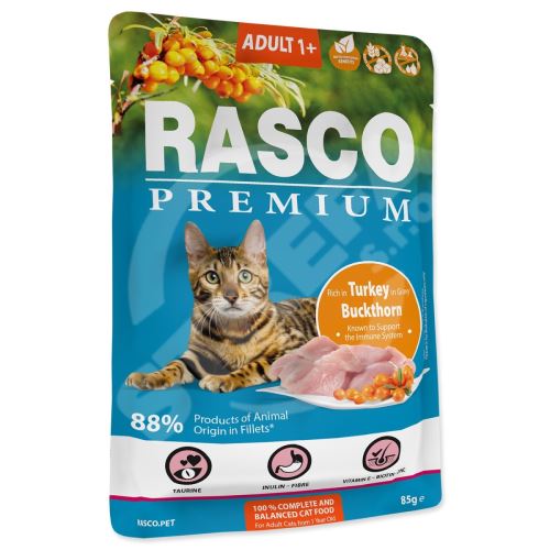 Kapsička Rasco Premium Adult krůta s rakytníkem 85g