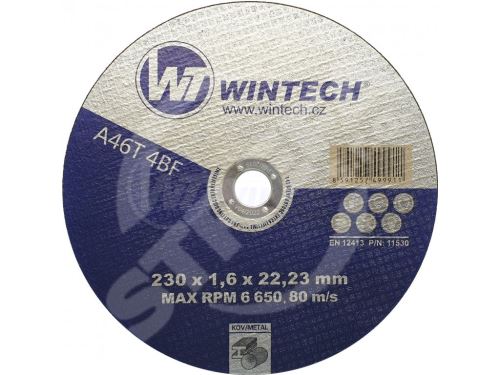Řezný kotouč WT WINTECH® Extra 230x1,6x22,2 na kov / balení 1 ks