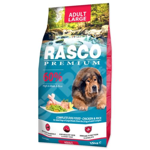 Krmivo Rasco Premium Adult Large kuře s rýží 15kg