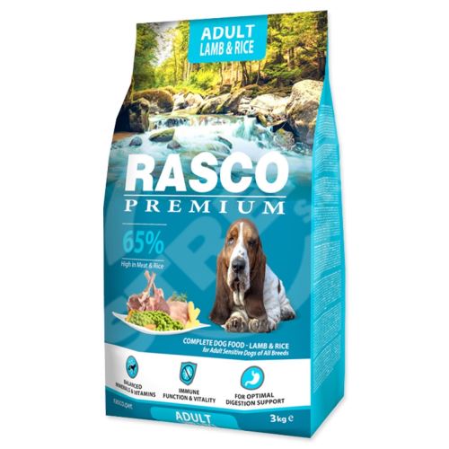 Krmivo Rasco Premium Adult jehněčí s rýží 3kg