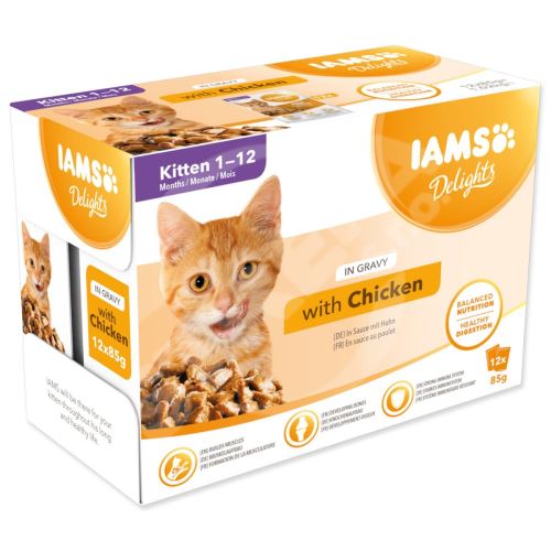 Kapsička IAMS Delights Kitten kuře v omáčce multipack 1020g (12x85gr)