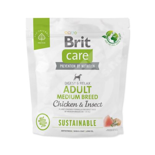 Krmivo Brit Care Dog Sustainable Adult Medium Breed Chicken & Insect 1kg