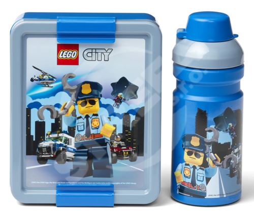 Box svačinový 20x17,3x7,1cm + láhev 390ml,PP+ silikon LEGO CITY sada 2díl.ná