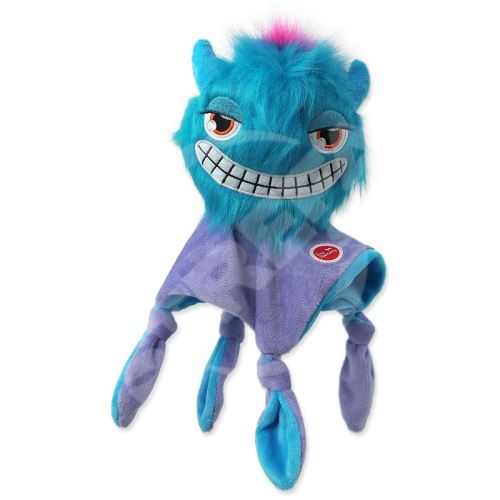 Hračka DOG FANTASY Monsters chlupaté strašidlo modré pískací s dečkou 28 cm
