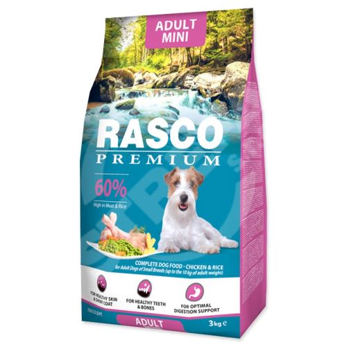 Krmivo Rasco Premium Adult Mini kuře s rýží 3kg