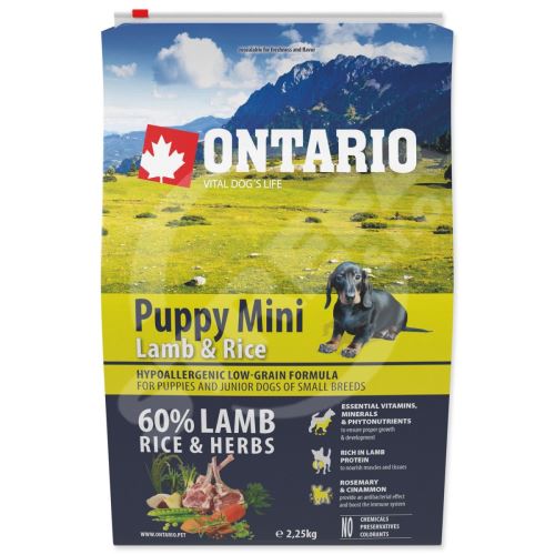 Krmivo Ontario Puppy Mini Lamb & Rice 2,25kg