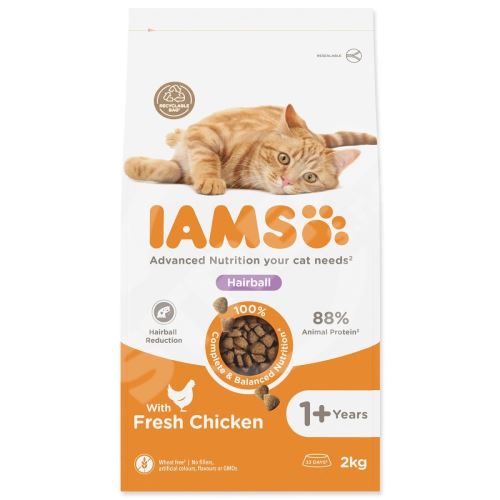 Krmivo IAMS Cat Adult/Senior Hairball Chicken 2kg