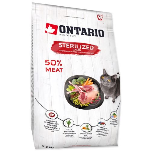 Krmivo Ontario Cat Sterilised Lamb 2kg