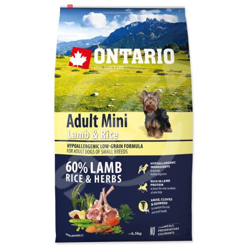 Krmivo Ontario Adult Mini Lamb & Rice 6,5kg