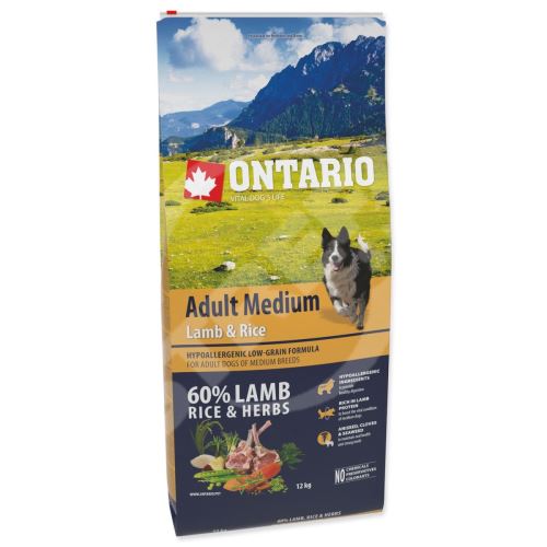 Krmivo Ontario Adult Medium Lamb & Rice 12kg