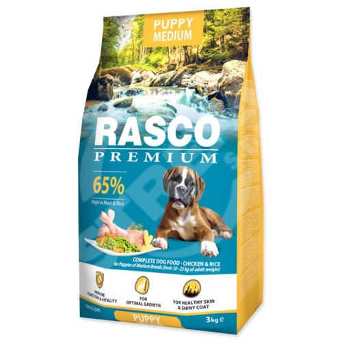 Krmivo Rasco Premium Puppy Medium kuře s rýží 3kg