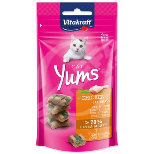 Pochoutka Vitakraft Cat Yums kuře, s kočičí trávou 40g