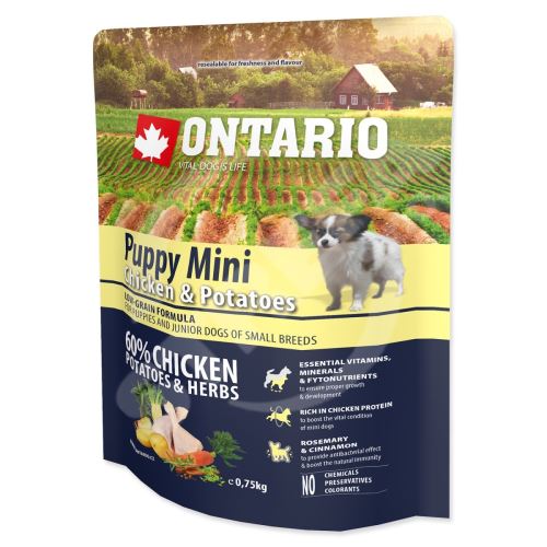 Krmivo Ontario Puppy Mini Chicken & Potatoes 0,75kg