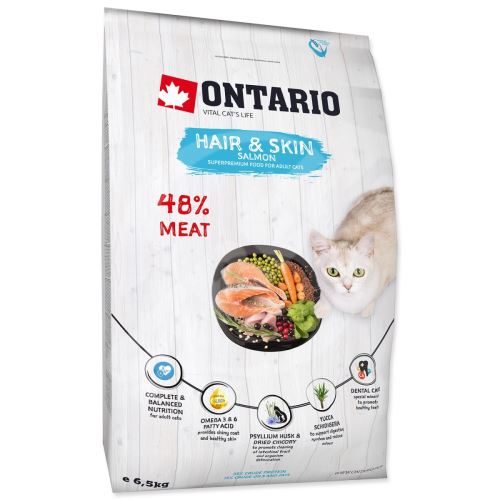 Krmivo Ontario Cat Hair & Skin 6,5kg